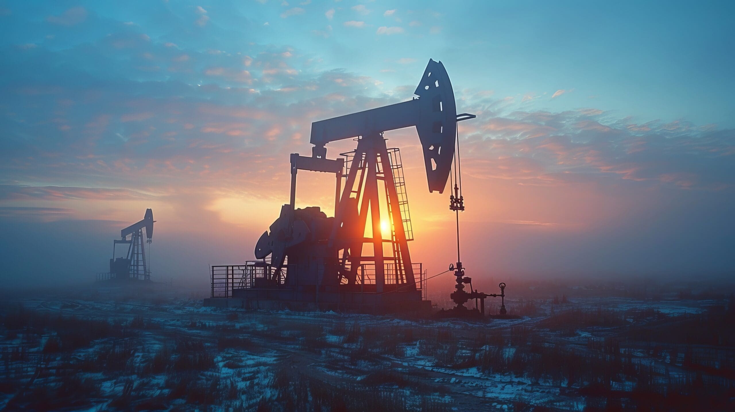 Advanced oil and gas extraction and processing enterprise with cutting edge technologies A construction site